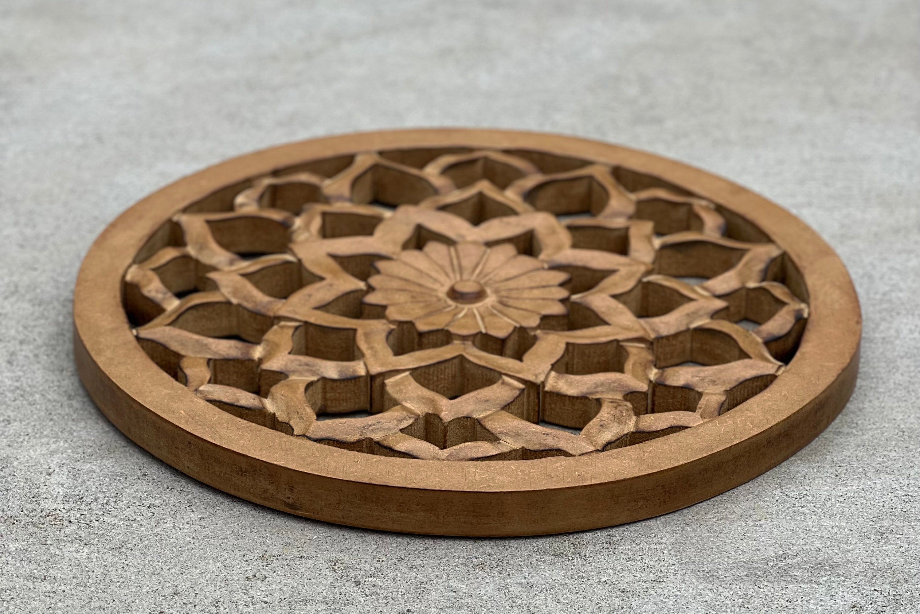 Handcrafted Wooden Lotus Flower Wall Décor Hanging Art - DharmaObjects
