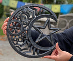 Handcrafted Wooden Celestial Star Moon Wall Decor Hanging Art