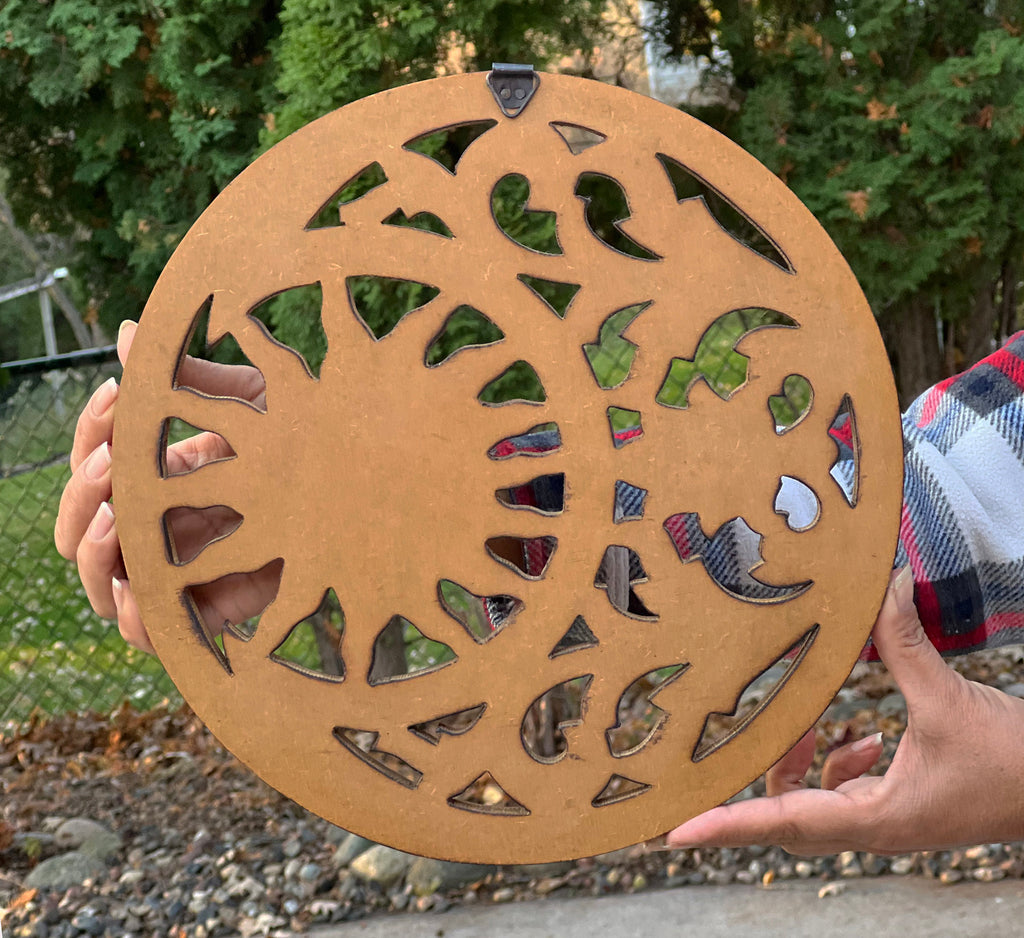 Handcrafted Wooden Celestial Sun Moon Wall Décor Hanging Art