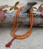 Tibetan Carnelian 108 Beads Mala Meditation Yoga With 3 Marker and Guru Bead - DharmaObjects