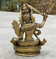 Buddha Manjushri Statue Solid Brass for Home Altar Shrine Meditation Room 5.5 Inches Tall