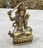 Buddha Manjushri Statue Solid Brass for Home Altar Shrine Meditation Room 5.5 Inches Tall