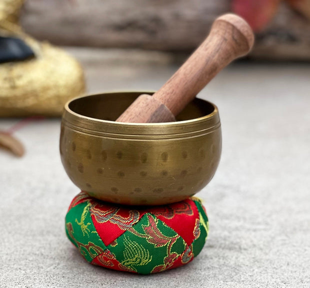 Tibetan Palm Size Singing Bowl Complete Set ~ For Mindfulness Meditation, Chakra Healing, Yoga