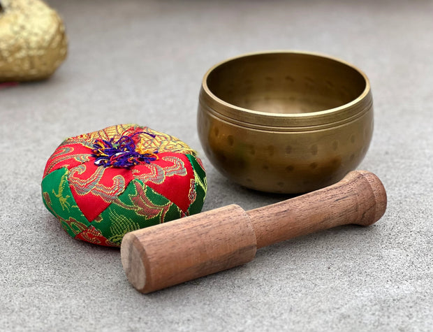 Tibetan Palm Size Singing Bowl Complete Set ~ For Mindfulness Meditation, Chakra Healing, Yoga