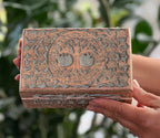 Hand Carved Tree of Life Wooden Box Keepsake Jewelry Storage Watch Box - DharmaObjects