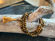 Tibetan Buddhist Genuine Tiger Eye Mala / Rosary 108 Beads / Free Pouch
