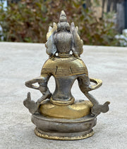 Buddha Vajrasattva Statue 2 Tone Solid Brass for Home Altar Shrine Meditation Room 5 Inches Tall