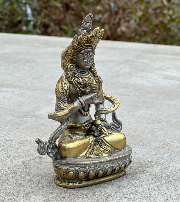 Buddha Vajrasattva Statue 2 Tone Solid Brass for Home Altar Shrine Meditation Room 5 Inches Tall