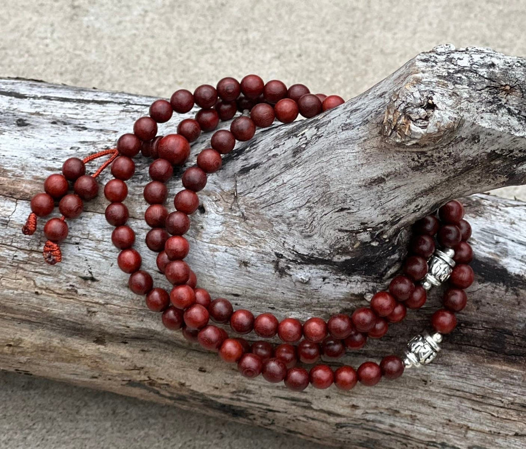 Tibetan Buddhist Genuine Rosewood Mala / Rosary 108 Beads / Free Silk Pouch