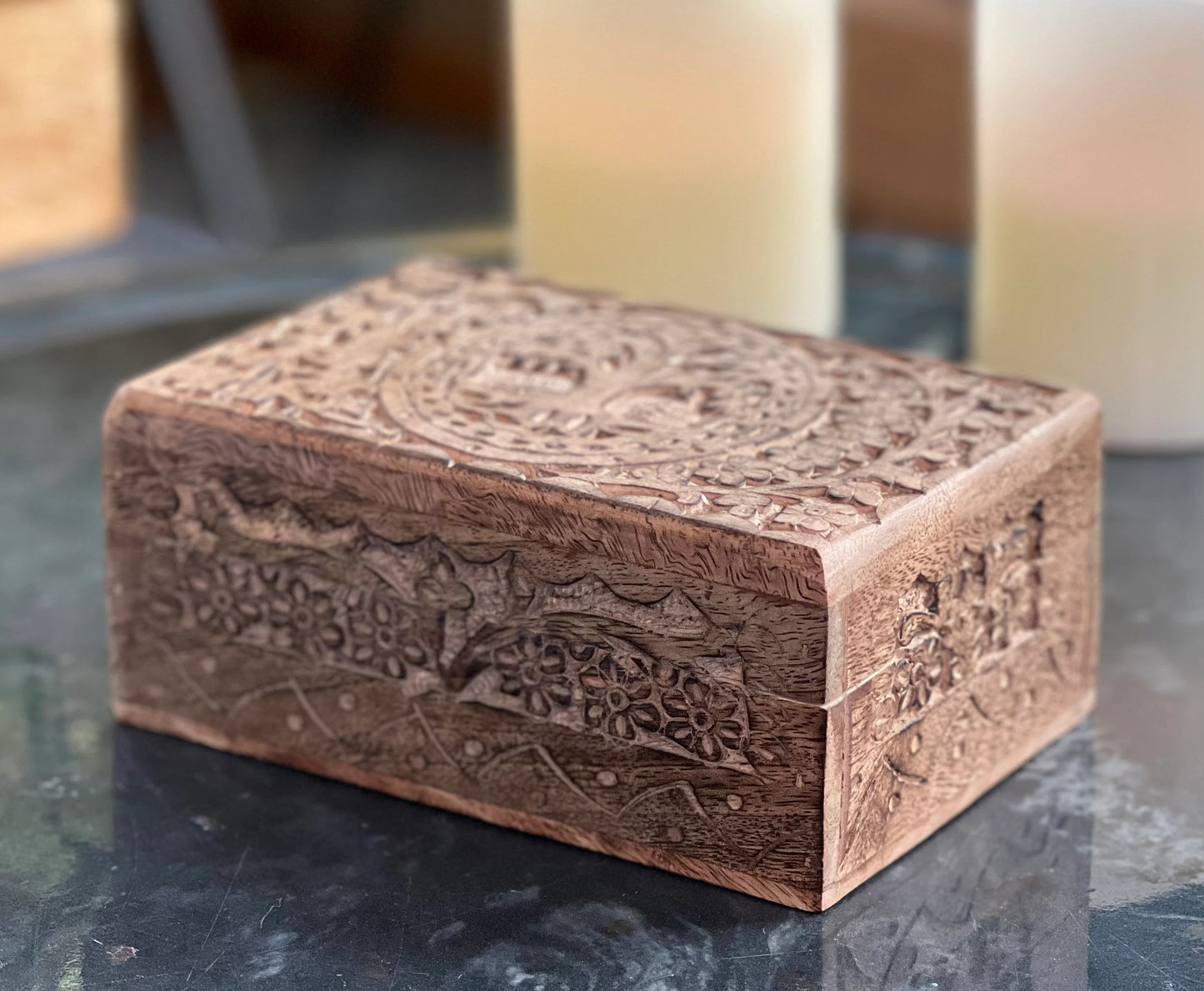 Hand Carved Tree of Life Wooden Box Keepsake Jewelry Storage Watch Box