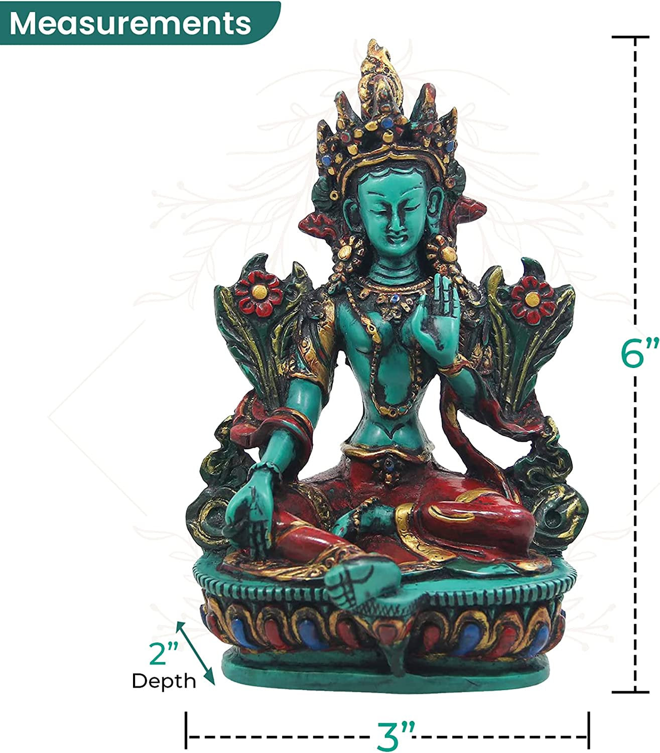 Large Tibetan Buddhist Green Tara Resin Statue – Mother Goddess Dolma Meditation Altar Figurine, Compassion & Protection Home Temple Decor - DharmaObjects
