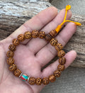 Hindu Yoga Natural Rudraksha 21 Beads Adjustable Wrist Mala Bracelets Free Pouch