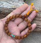 Hindu Yoga Natural Rudraksha 21 Beads Adjustable Wrist Mala Bracelets Free Pouch