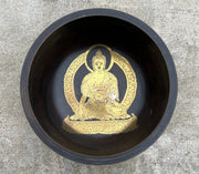 Tibetan Buddhist Buddha Singing Bowl - Collector Dark Patina 6.75 Inches Heart Chakra