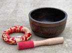 Tibetan Buddhist Buddha Singing Bowl 6.75" | Antique Collector Bowl with Buddha, Eight Lucky Symbols & Heart Chakra F Note - DharmaObjects