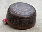 Tibetan Buddhist Manjushri God Of Wisdom Singing Bowl - Collector Dark Patina 6.75 Inches Heart Chakra