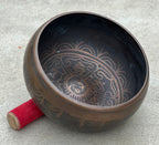 Tibetan Buddhist Om Mani Buddha Old Singing Bowl 6" | Antique Collector Bowl with Sacred Engravings & Sacral Chakra D Note - DharmaObjects