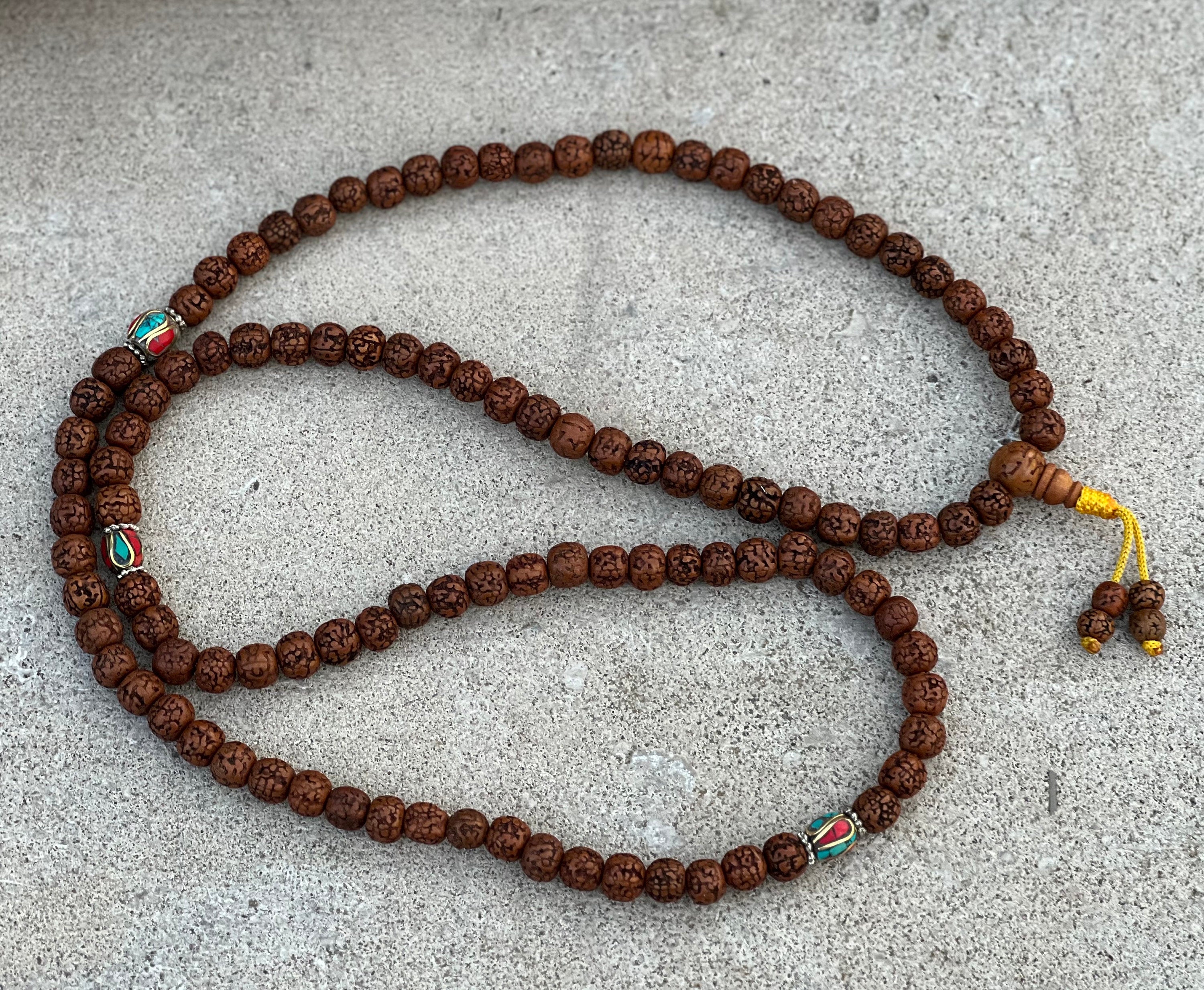 Hindu Yoga Natural Rudraksha 21 Beads Adjustable Wrist Mala Bracelets Free Pouch