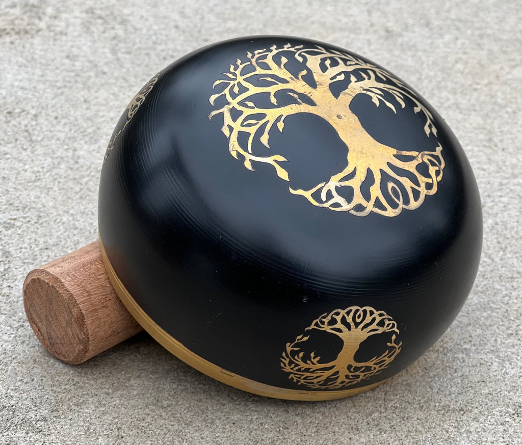 Tibetan Tree Of Life Singing Bowl Set 4" | Handmade Meditation Bowl with Mallet & Cushion for Yoga, Mindfulness & Spiritual Healing - DharmaObjects