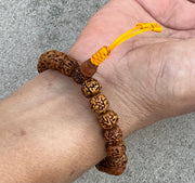 Hindu Yoga Natural Rudraksha 21 Beads Adjustable Wrist Mala Bracelets Free Pouch