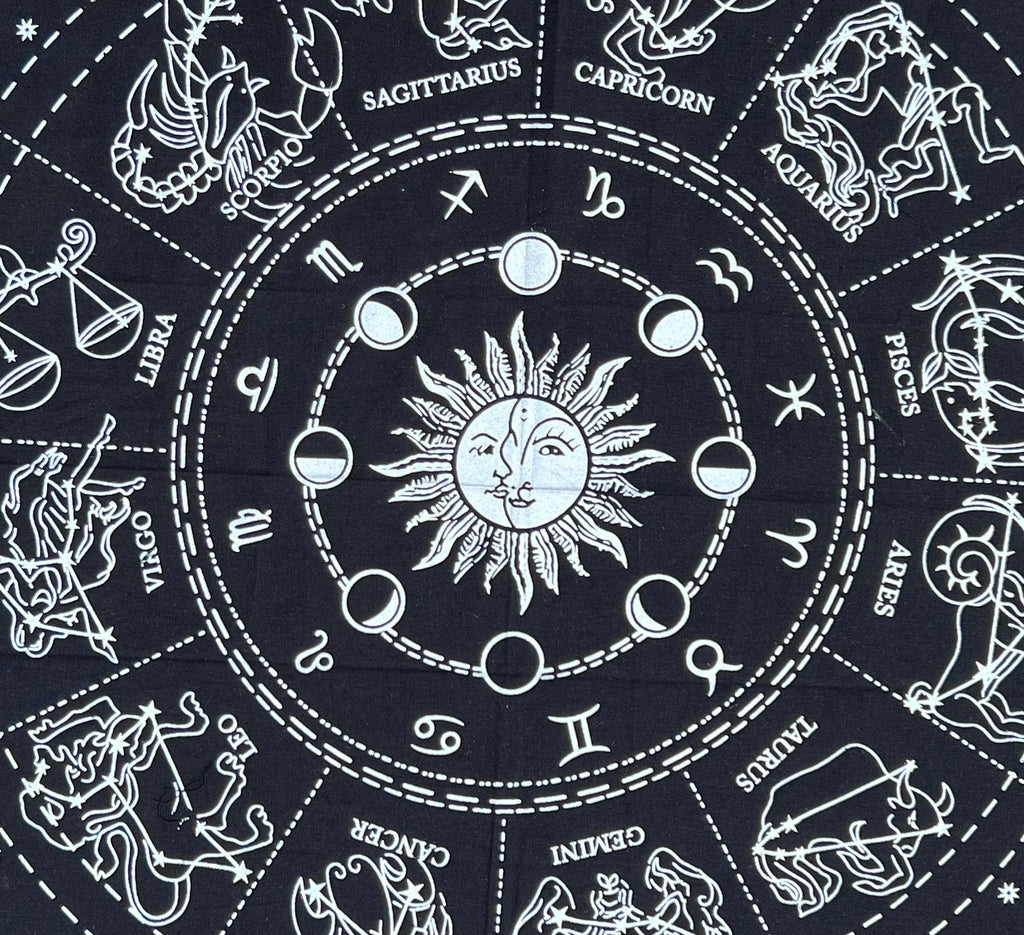 Zodiac Astrology Sun Moon Altar Cloth Tarot Witchcraft Table Cloth Cover