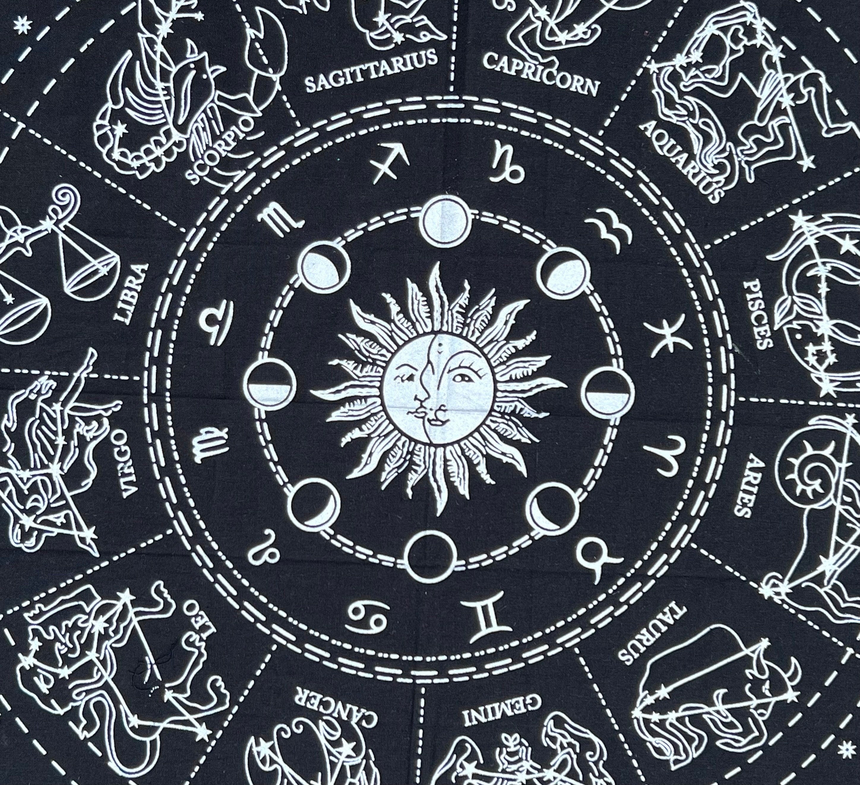 Zodiac Astrology Sun Moon Altar Cloth Tarot Witchcraft Table Cloth Cover