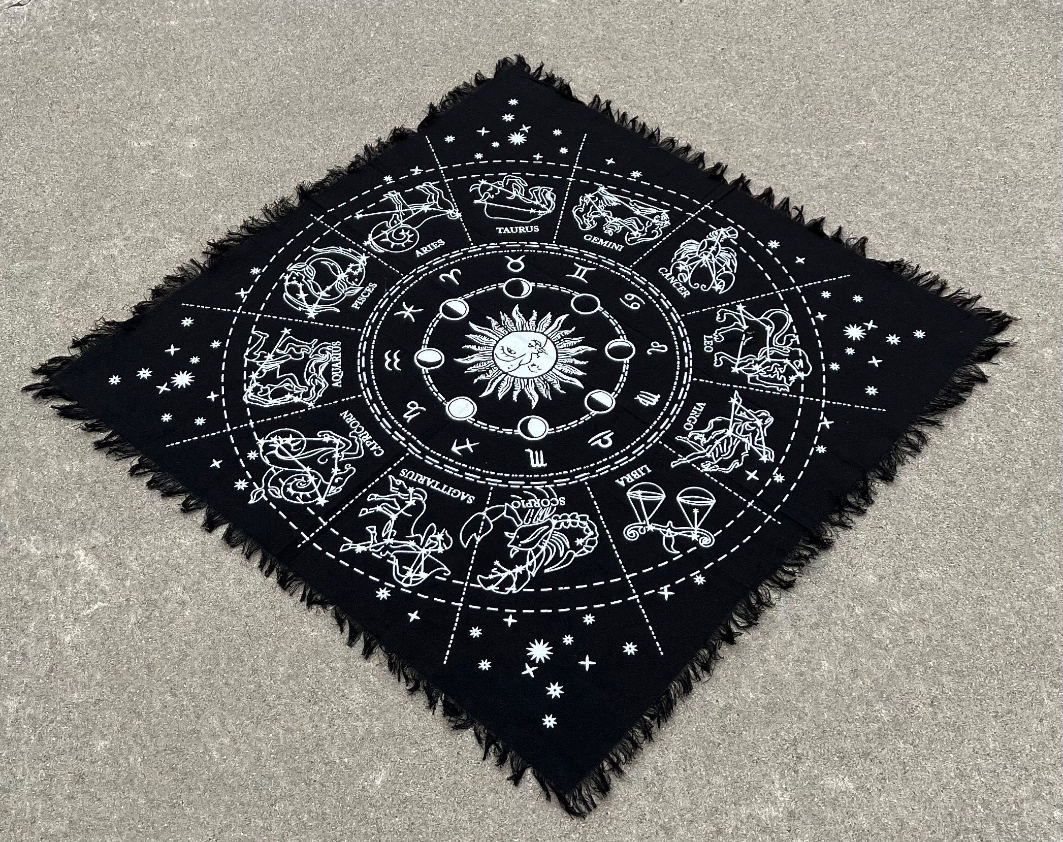 Zodiac Astrology Sun Moon Altar Cloth Tarot Witchcraft Table Cloth Cover