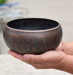 Tibetan Buddhist Om Mani Buddha Old Singing Bowl 6" | Antique Collector Bowl with Sacred Engravings & Sacral Chakra D Note - DharmaObjects