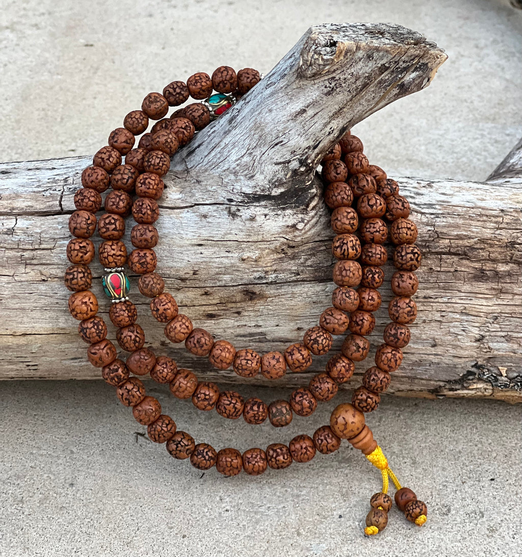Hindu Yoga Natural Rudraksha 21 Beads Adjustable Wrist Mala Bracelets Free Pouch