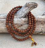 Hindu Yoga Natural Rudraksha 21 Beads Adjustable Wrist Mala Bracelets Free Pouch