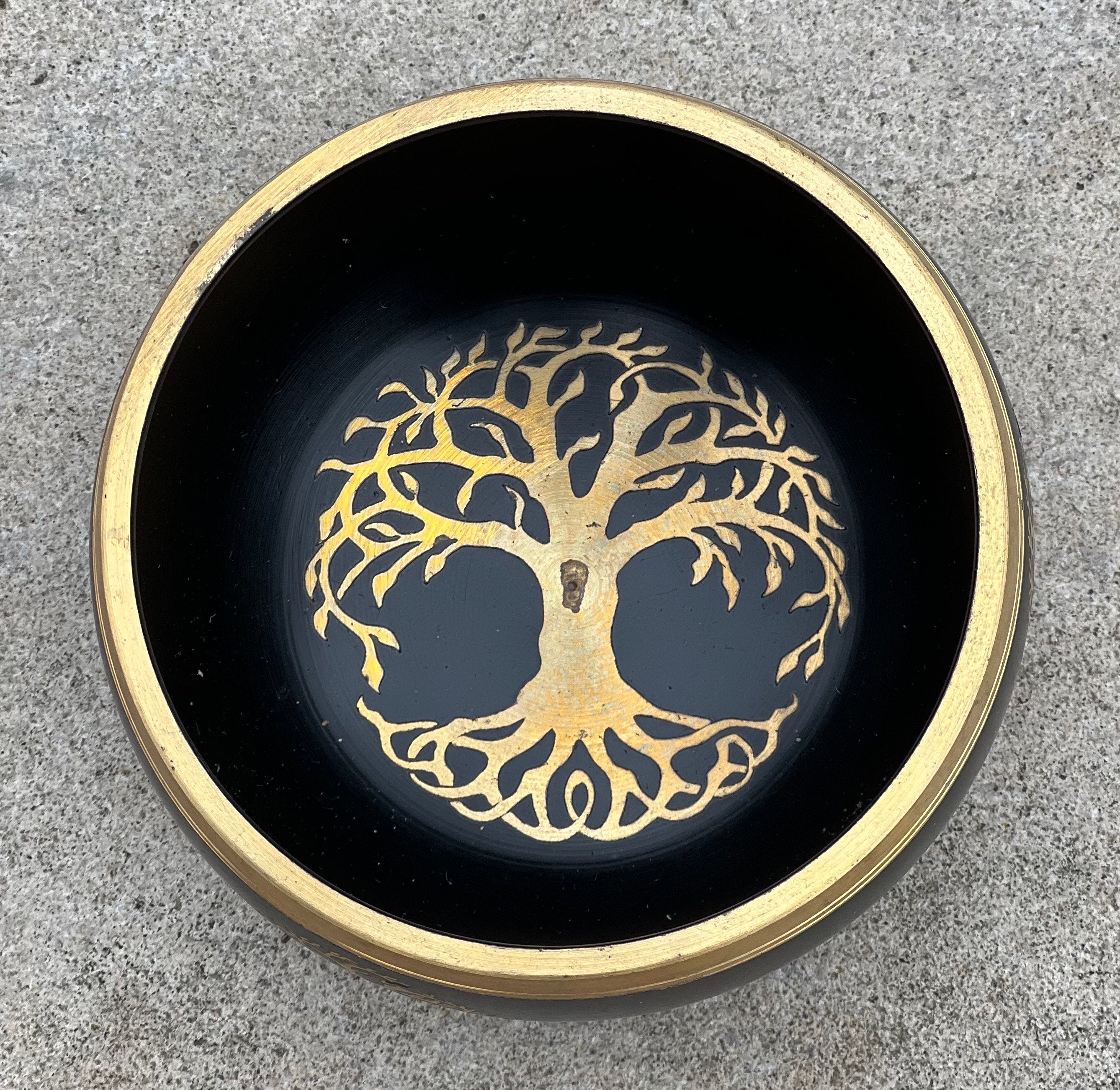 Tibetan Tree Of Life Singing Bowl Set 4" | Handmade Meditation Bowl with Mallet & Cushion for Yoga, Mindfulness & Spiritual Healing - DharmaObjects