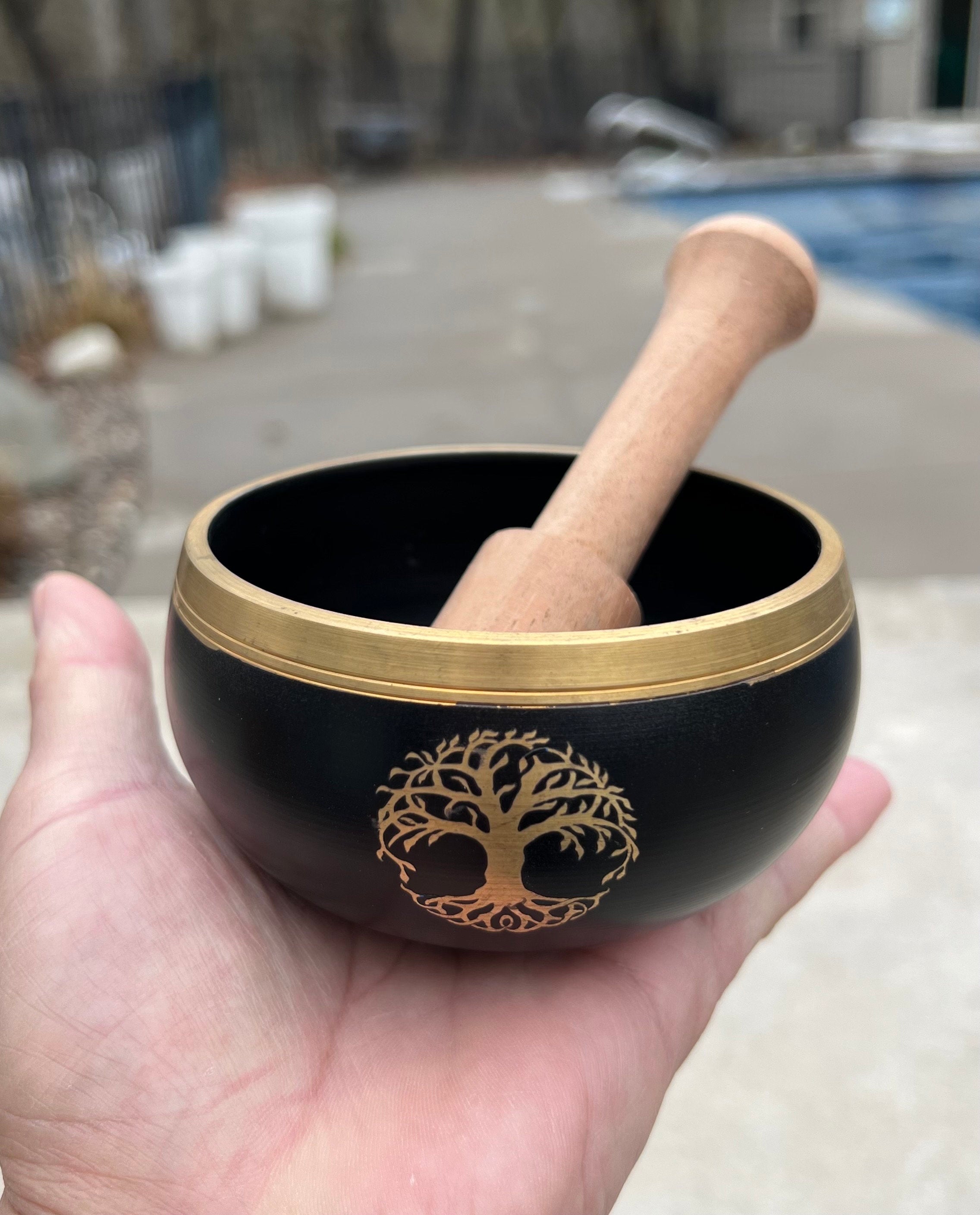 Tibetan Tree Of Life Singing Bowl Set 4" | Handmade Meditation Bowl with Mallet & Cushion for Yoga, Mindfulness & Spiritual Healing - DharmaObjects