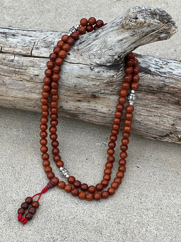 Tibetan Mala Buddhist Prayer Beads Rosary Brown Lotus Seed With Free Silk Pouch