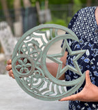 Handcrafted Wooden Celestial Star Moon Wall Decor Hanging Art