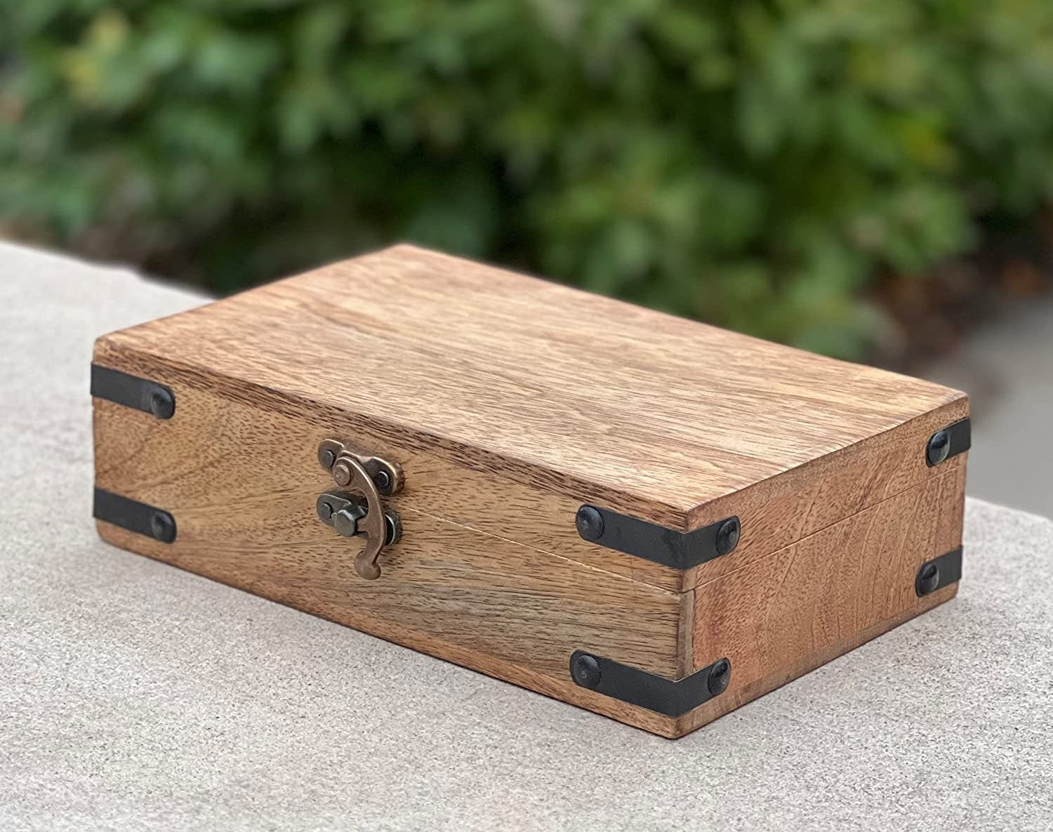 Hand Carved Jewelry Trinket Keepsake Wooden Storage Box - DharmaObjects