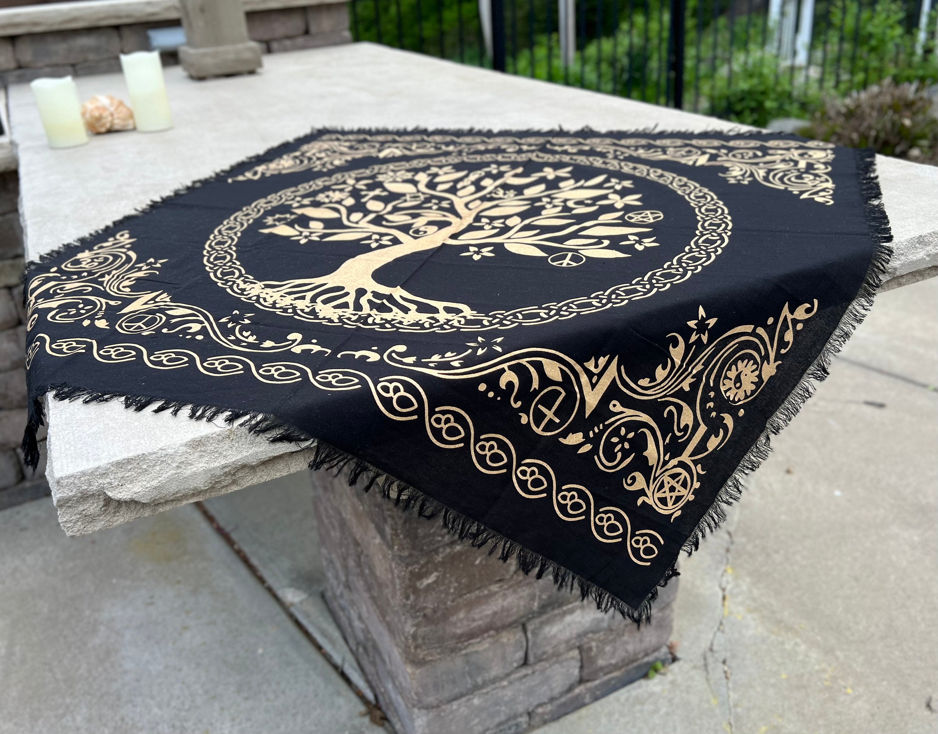 Tree Of Life Altar Cloth Tarot Witchcraft Table Cloth Cover Wall Decor 36 X 36 Inches