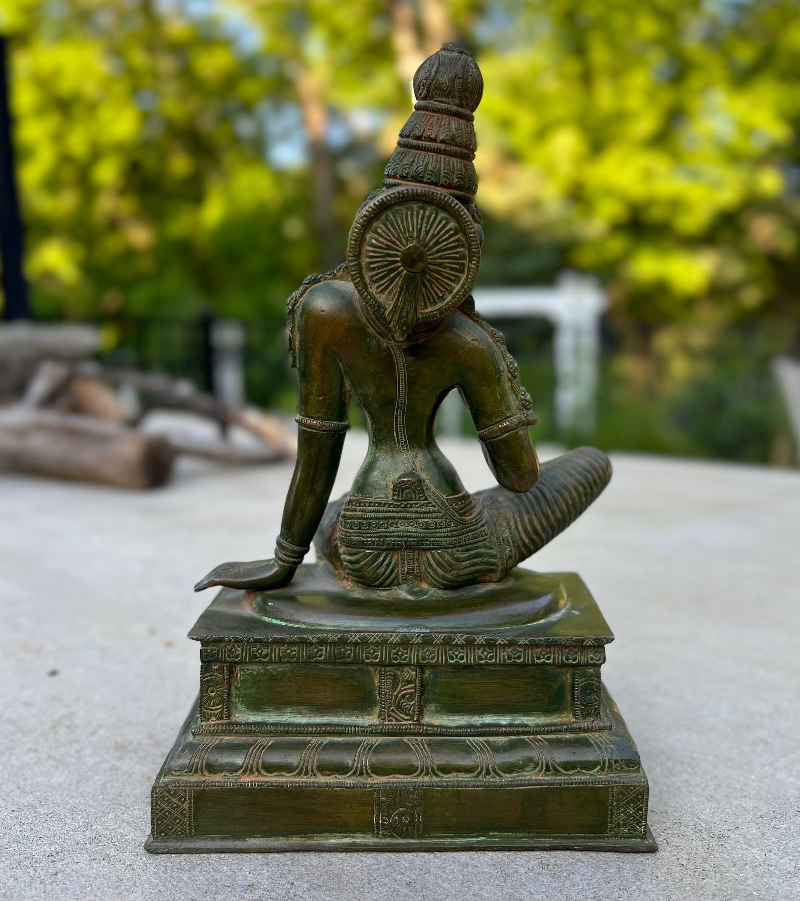 Shakti Hindu Goddess Parvati Ma Old Statue Solid Antique Bronze Finish for Home Altar Shrine Meditation Room 10 Inches Tall - DharmaObjects