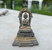 Buddha Statue Solid Brass Dhyana Mudra for Home Altar Shrine Meditation Room 7 Inches Tall