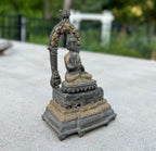 Buddha Statue Solid Brass Dhyana Mudra for Home Altar Shrine Meditation Room 7 Inches Tall - DharmaObjects
