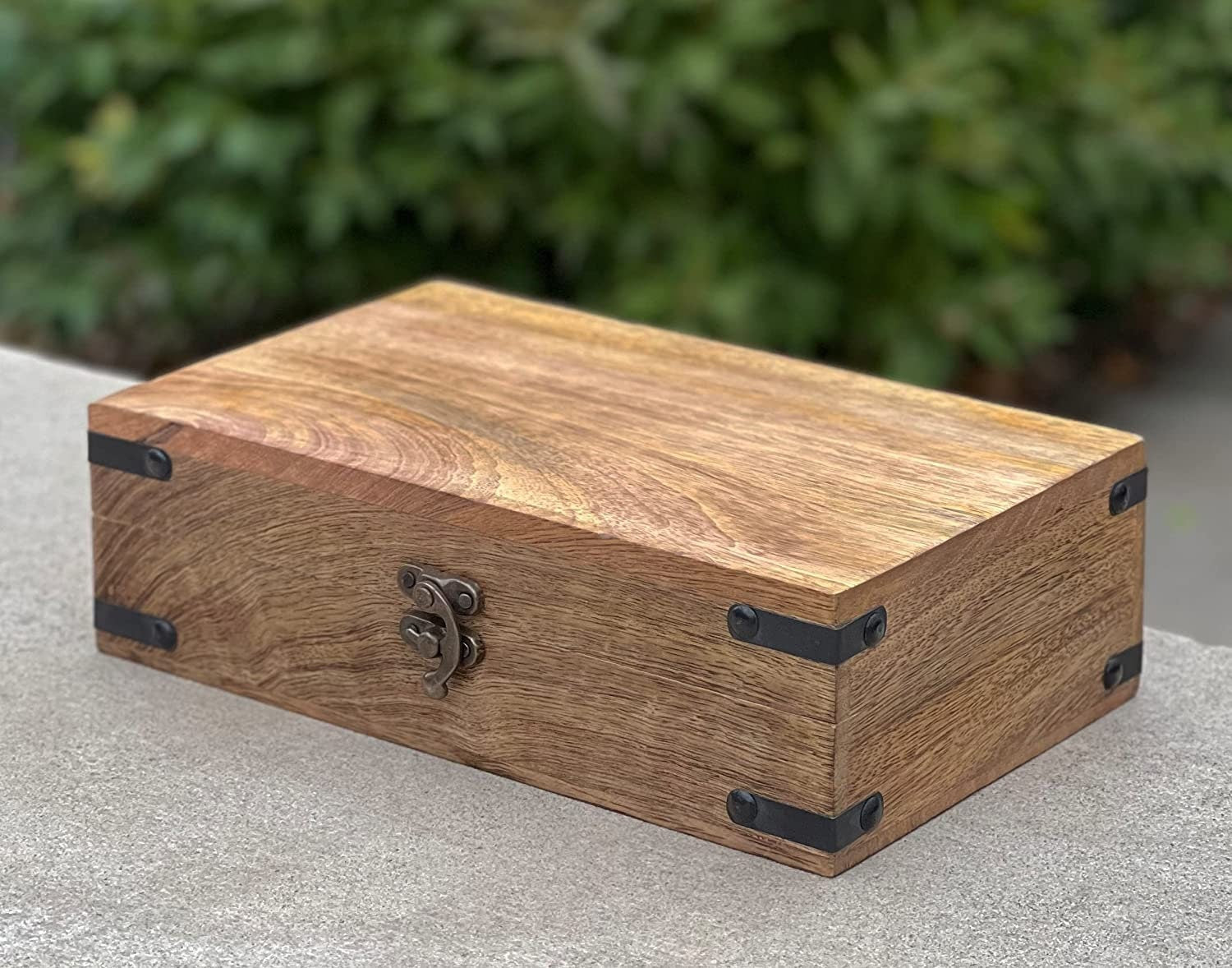 Hand Carved Jewelry Trinket Keepsake Wooden Storage Box - DharmaObjects