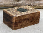 Hand Carved Chakra Wooden Box Keepsake Jewelry Storage