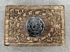 Hand Carved Chakra Wooden Box Keepsake Jewelry Storage