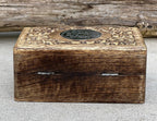 Hand Carved Chakra Wooden Box Keepsake Jewelry Storage