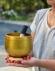 Large Tibetan Ring Gong Singing Bowl Complete Set Deep Meditation ~ Yoga, Mindfulness, Spiritual & Chakra Healing