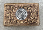 Hand Carved Chakra Wooden Box Keepsake Jewelry Storage