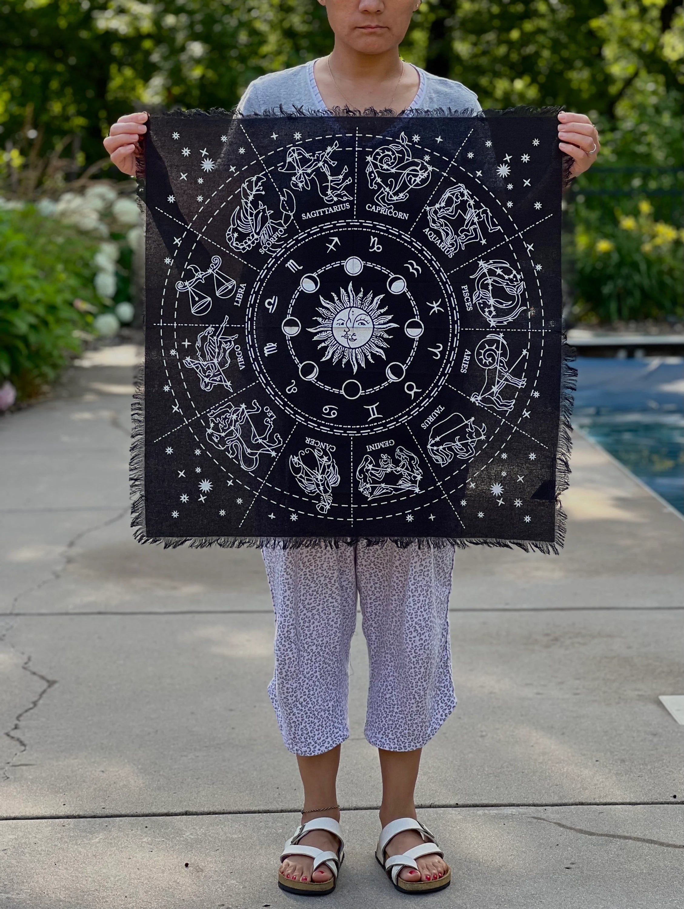 Zodiac Astrology Sun Moon Altar Cloth Tarot Witchcraft Table Cloth Cover