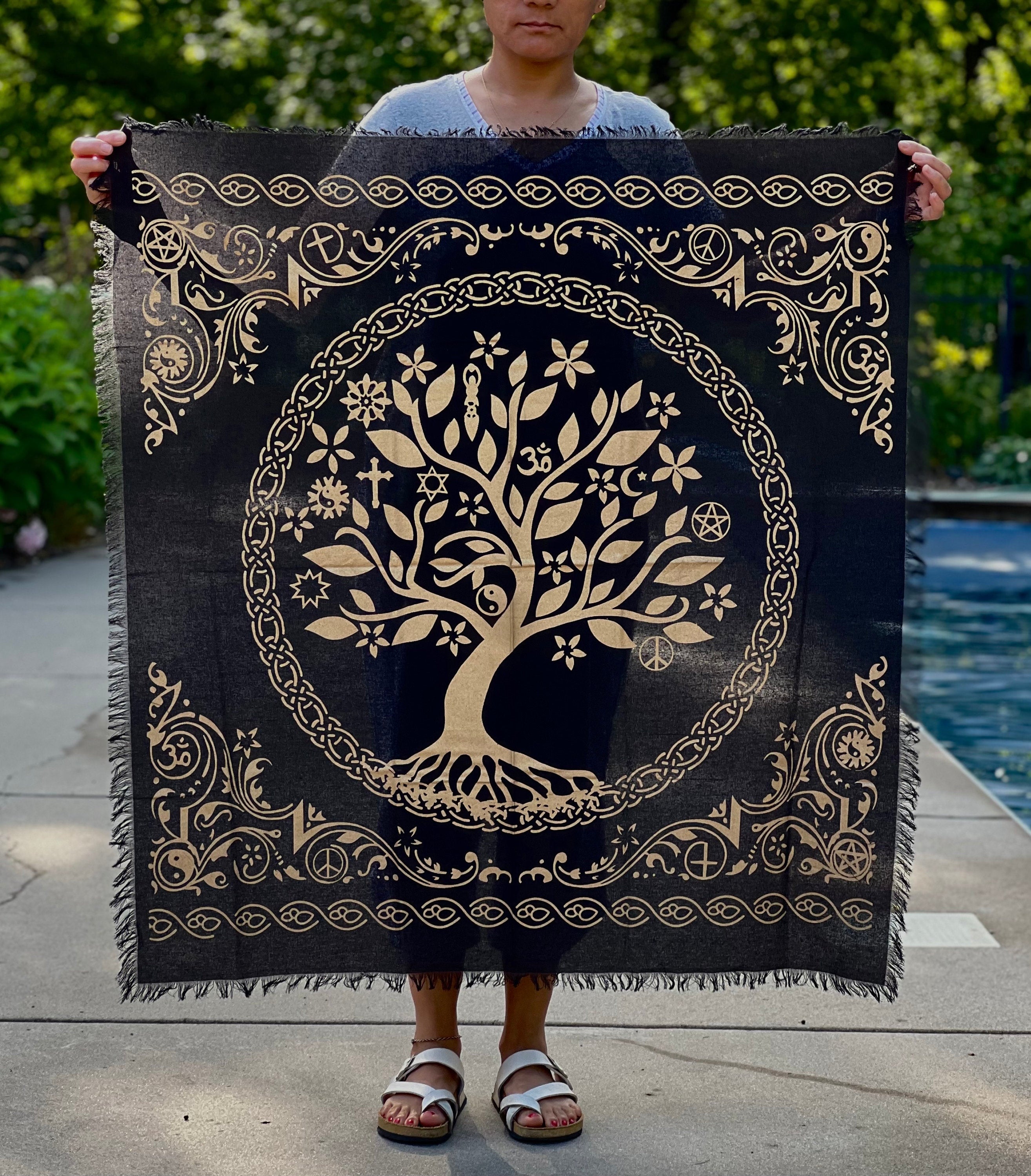Tree Of Life Altar Cloth Tarot Witchcraft Table Cloth Cover Wall Decor 36 X 36 Inches
