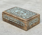 Hand Carved Egyptian Eye of Ra Wooden Box Keepsake Jewelry Storage