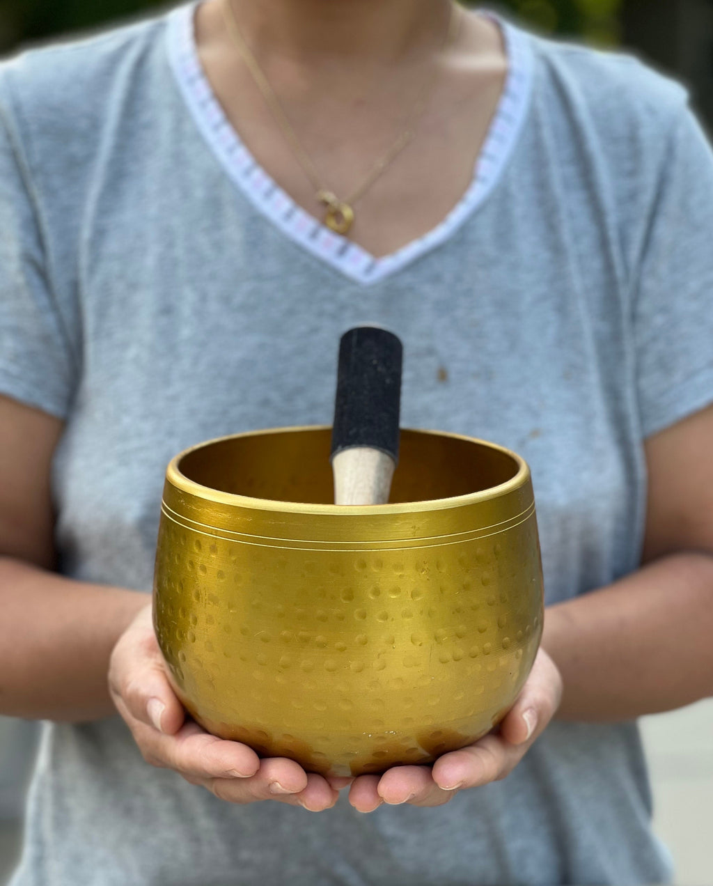 Large Tibetan Ring Gong Singing Bowl Complete Set Deep Meditation ~ Yoga, Mindfulness, Spiritual & Chakra Healing
