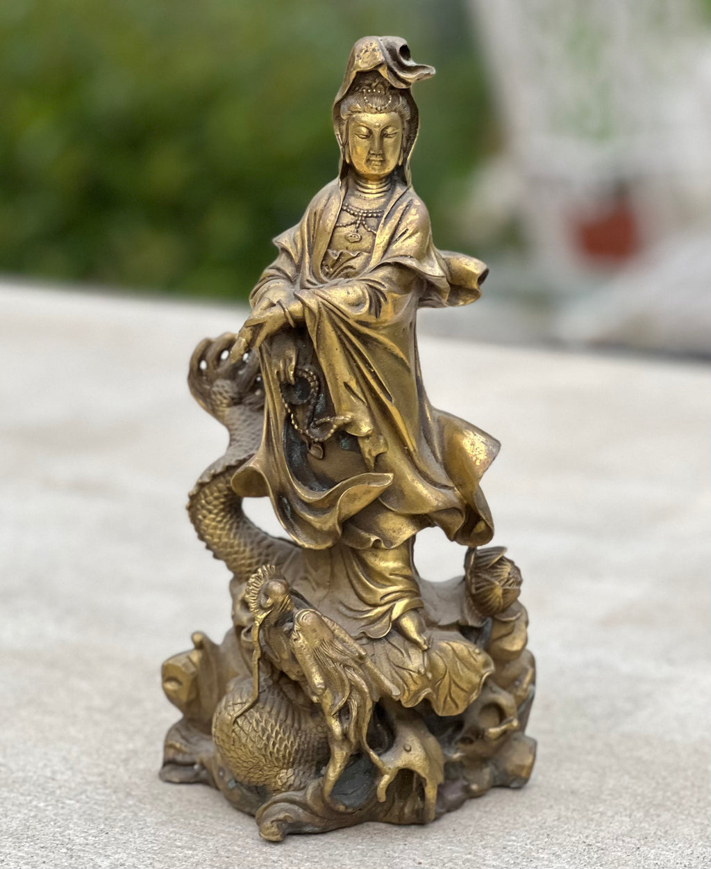 Kuan Yin Quan Yin Brass Statue Female Buddha Blessing